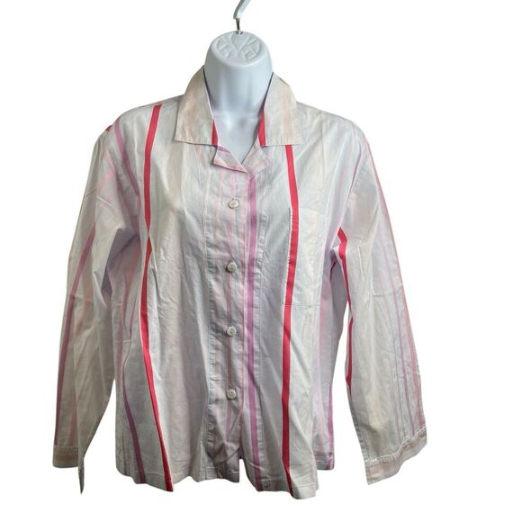 Novila Women's Pink Striped Button‎ Up Blouse Size 38/6 Preppy Old Money - Picture 1 of 13